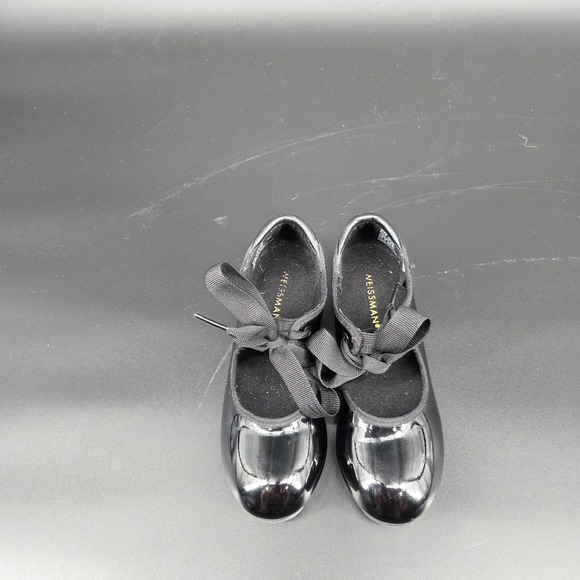 Weissman Other - Weissman Black Patent Tap Shoes Ribbon Tie Girls Kids Dance